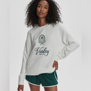 Varley Rasco Namesake Sweatshirt in White & Forest NEW
